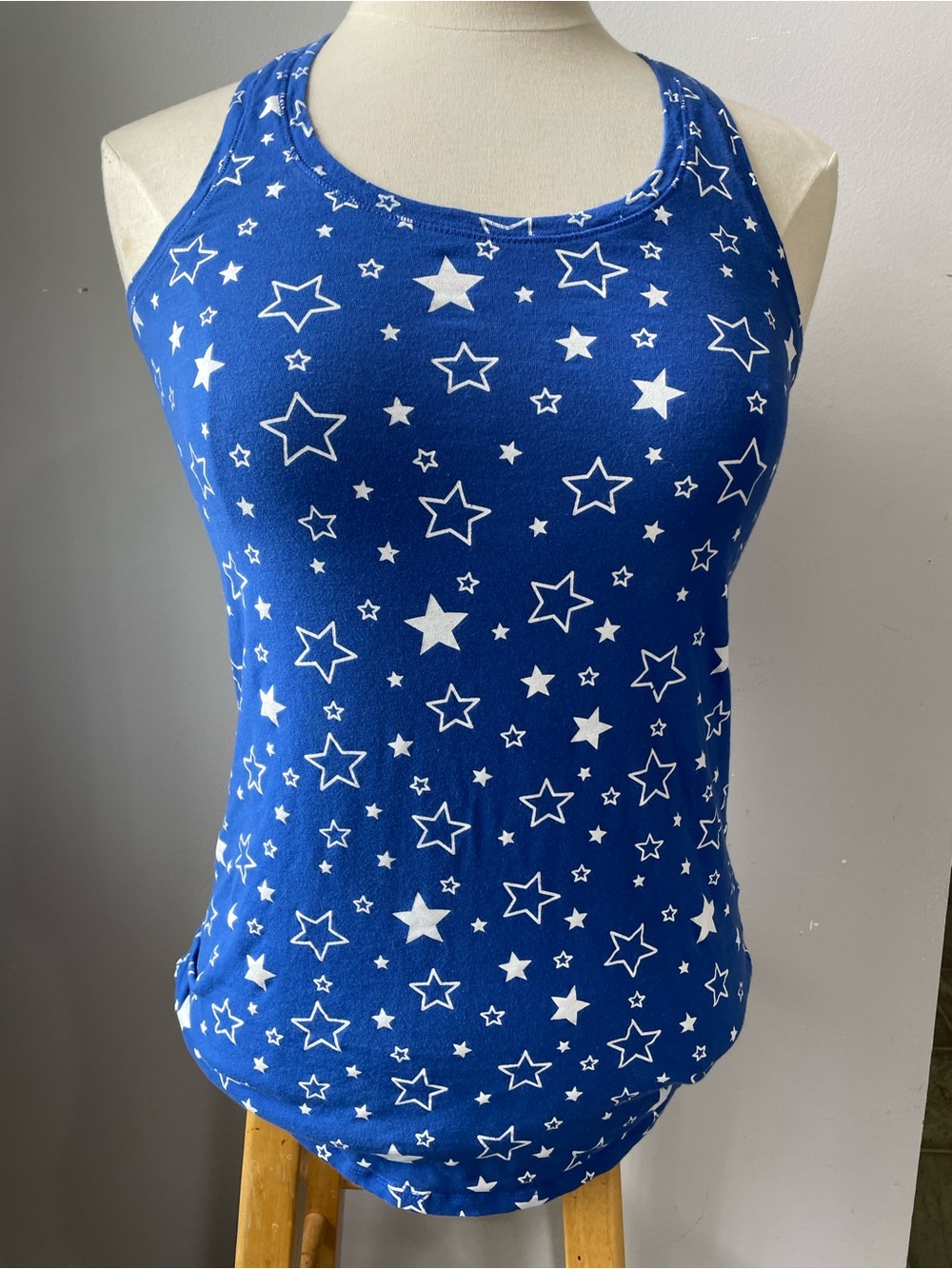 Women's Royal Blue Starprint Racerback Tank - Casual Summer Top M20s